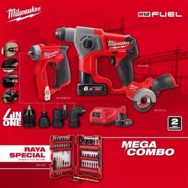 Milwaukee M12 Fuel SDS-Plus Hammer M12 CH-602C (2 Mode) + Installation Drill Driver M12 FDDXKIT-0X + Cut Off Tool M12 FCOT-0X