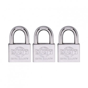 Safety Hardened Steel Padlock Brass Body BK503 50mm (3pcs)