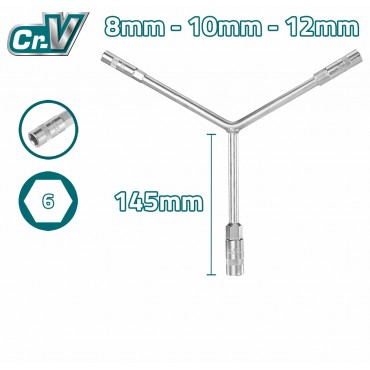 TOTAL 8-10-12MM Y-TYPE SOCKET WRENCH THYSW081012