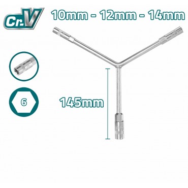 TOTAL 12-12-14MM Y-TYPE SOCKET WRENCH THYSW101214