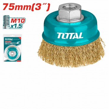 TOTAL CUP WIRE BRASH WITH NUT 75MM XM10 12 TAC31031.2