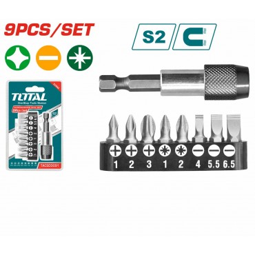 TOTAL SECREWDRIVER BITS SET 9PC TACSD3091