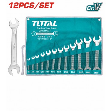 TOTAL 12PCS DOUBLE OPEN END SPANNER SET: 6-32MM THT1023121