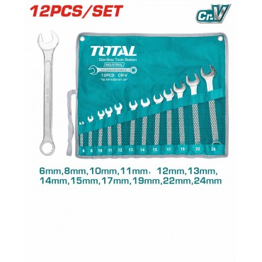 TOTAL 12PCS 6-24MM COMBINATION SPANNER SET THT1022121