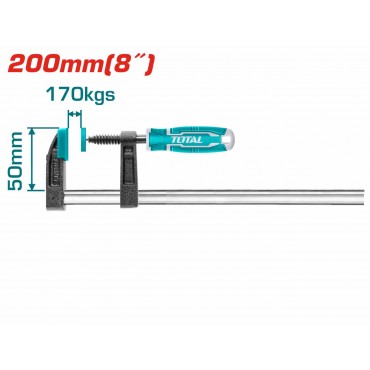 TOTAL 50 X 200MM F CLAMP WITH PLASTIC HANDLE THT1320502