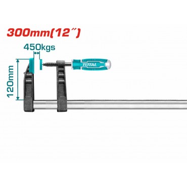 TOTAL 120 X 300MM F CLAMP WITH PLASTIC HANDLE THT1321201