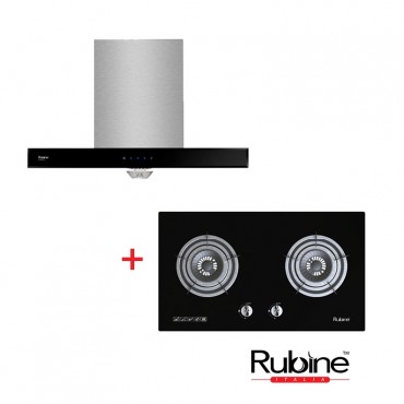 Rubine Kitchen Hood RCH-BOXLINE X-90SS + Built-in Gas Hob RGH-VISTA2B-BL