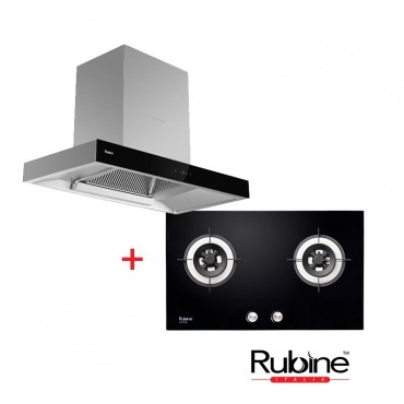 Rubine Kitchen Hood RCH-MONZA-SS + Built-in Gas Hob FIGATA2B-BL