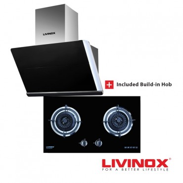 Livinox Kitchen Hood LCH-PEARL-90B + Built-in Gas Hob LGH-EURECA 2B-BL