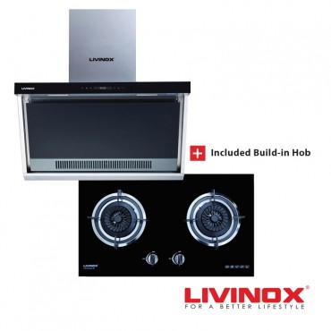 Livinox Kitchen Hood LCH-GOSSAN-90SS + Built-in Gas Hob LGH-EURECA 2B-BL