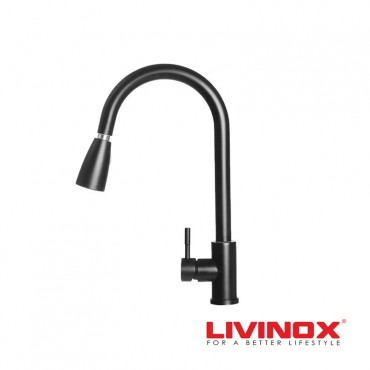 Livinox Stainless Steel Piller Sink Mixer With Pull-Out Sprayer LST-P02-BK