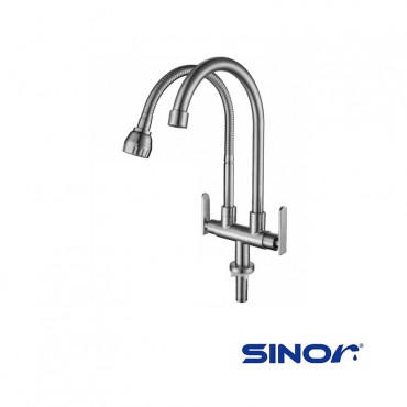 Sinor SUS 304 Stainless Steel Twin Kitchen Sink Tap Wall SS-2011-P