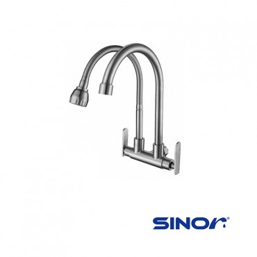 Sinor SUS 304 Stainless Steel Twin Kitchen Sink Tap Pillar SS-2011-W