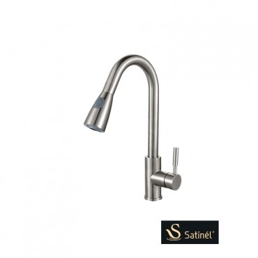 Satinel Stainless Steel Piller Sink Mixer With Pull-Out Sprayer EL-SS10P