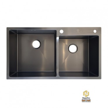 Nano SUS 304 Double Sink N9050-B Titanium Black (L900mm x W500mm x D230mm)