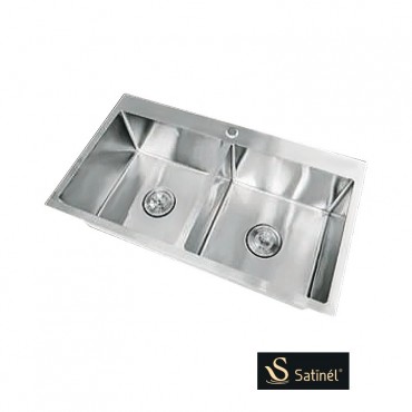 Satinel Stainless Steel Under Mount Double Sink Kitchen Sink ELS-1860D (L800mm x W450mm x D220mm)