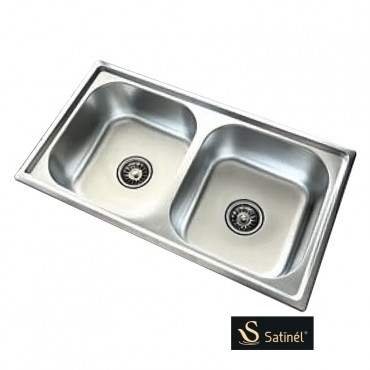 Satinel Stainless Steel Top Mount Double Sink Kitchen Sink ELS-1200D (L780mm x W430mm x D200mm)