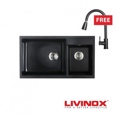 Livinox Granite Double Sink Bianco 820MB (L860mm x W500mm x D220mm)