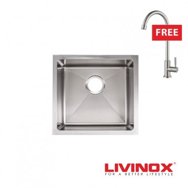 Livinox Stainless Steel Under Mount Single Sink LUS-4640 (L460mm x W430mm x D210mm)