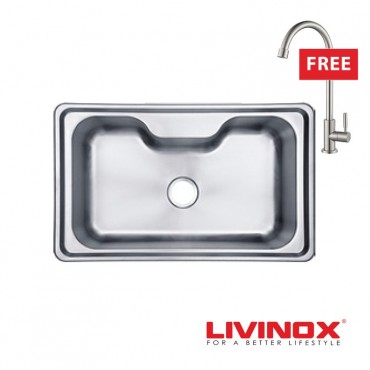 Livinox Stainless Steel Top Mount Single Sink LTS-8451 (L845mm x W515mm x D225mm)