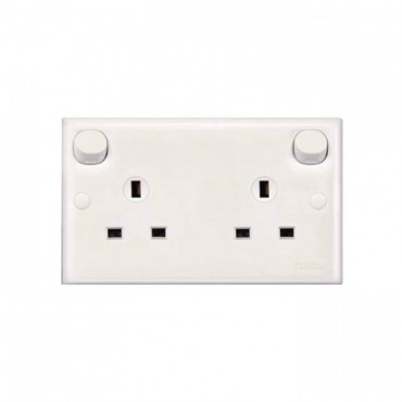 Schneider S-Classic 13A Twin Gang Switched Socket E25R-WE-G11